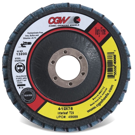 Cgw Abrasives Flap Disc, 4.5x5/8-11, V Fine, T29, I/l Flap 46691