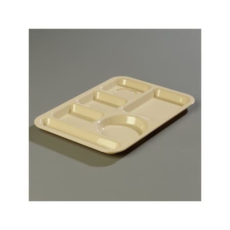 Carlisle Foodservice Left-Hand, 6-Compartment Tray, Tan, PK24 61425