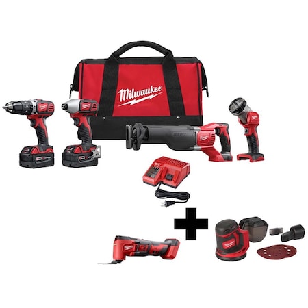 Milwaukee Cordless Combo Kit, Multi-Tool, Orbit Sand 2696-24, 2626-20, 2648-20