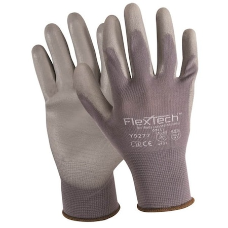Wells Lamont Coated Gloves, Polyurethane, Smooth, Palm, Not Rated Abrasion Level, Gray, S Y9277S