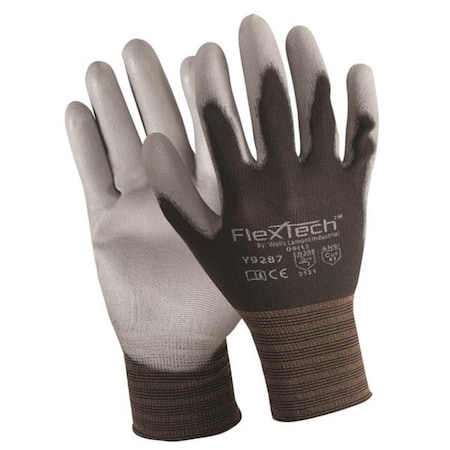 Wells Lamont Coated Gloves, Polyurethane, Smooth, 4-Mar, Not Rated Abrasion Level, Black/Gray, M Y9287M