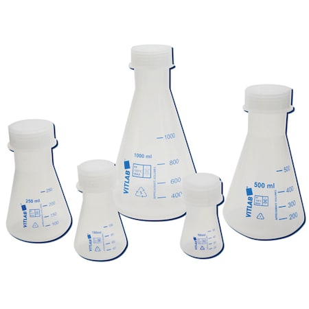 Dynalon Erlenmeyer Flask, Screw Caps, 50 m, PK 6 341465