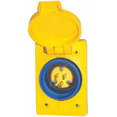 Ericson Locking Inlet, 15 A, 125V AC, Single Phase, 2 Pole, Yellow 2705-15