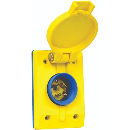 Ericson Locking Inlet, 20 A, 125/250V AC, Single Phase, 3 Pole, Yellow 2705-L142