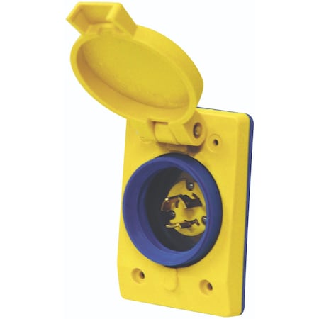 Ericson Locking Inlet, 15 A, 125V AC, Single Phase, 2 Pole, Yellow 2705-15A