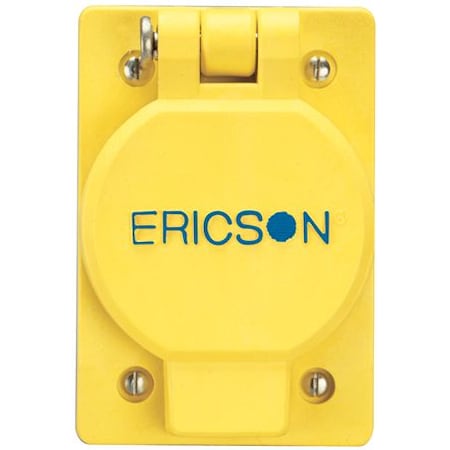 Ericson Locking Receptacle, L7-15R, 15 A, 277V AC, Single Phase, 2 Pole, Yellow 2715FS24
