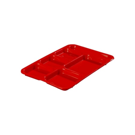 Carlisle Foodservice Right-Hand 6-Comp Tray, 14"x10", Red, PK24 P614R05