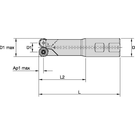 Widia Indexable Profiling End Mill, M100 Series, High Speed Steel, 4.00mm Depth of Cut 12391011400