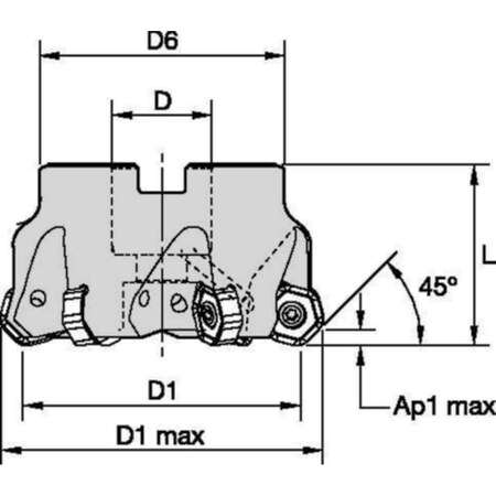 Widia Indexable Profiling End Mill, M1200 Series, High Speed Steel, 3.50mm Depth of Cut M1200D040Z04HN07