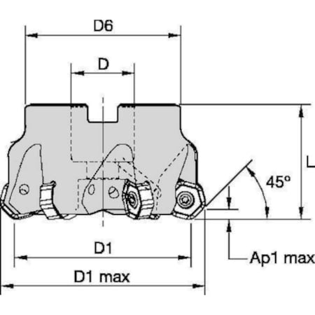 Widia Indexable Profiling End Mill, M1200 Series, High Speed Steel, 3.50mm Depth of Cut M1200D100Z12HN07