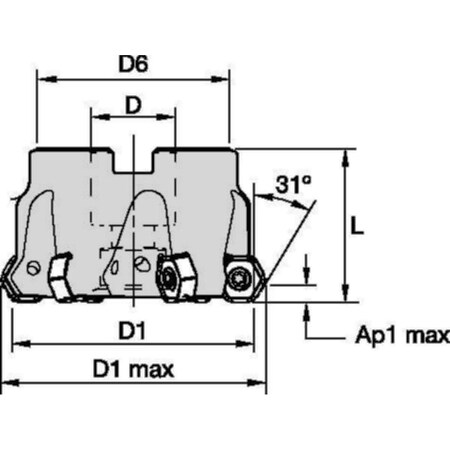 Widia Indexable Profiling End Mill, M1200 Series, High Speed Steel, 4.70mm Depth of Cut M1200HD400Z06S150HN07