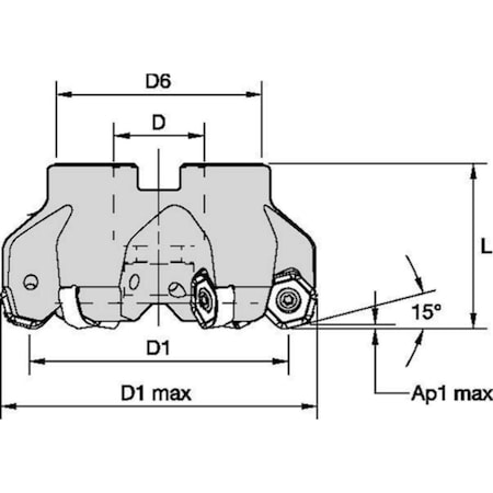 Widia Indexable Profiling End Mill, M1200 Series, High Speed Steel, 1.70mm Depth of Cut 4136884