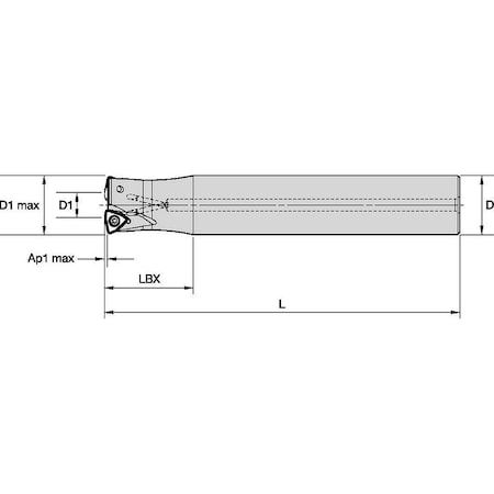 Widia Indexable Profiling End Mill, M370 Series, High Speed Steel, 1.25mm Depth of Cut M370D032Z03A32WO08L300