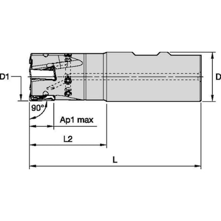 Widia Indexable Profiling End Mill, VSM490-15 Series, High Speed Steel, 15.00mm Depth of Cut VSM490D032Z03B32XN15