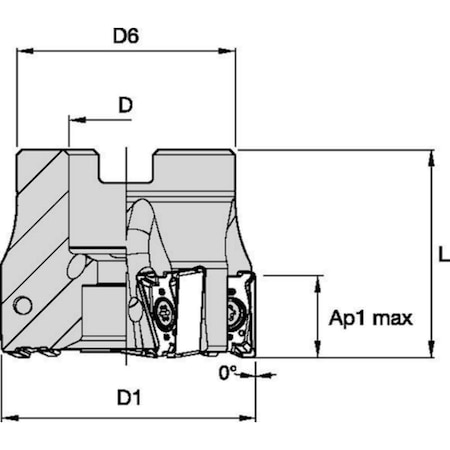 Widia Indexable Face Mill, VSM490-15 Series, 1.5000" Max Cut Dia, High Speed Steel, 0.5910 in Depth of Cut VSM490D150Z05S050XN15