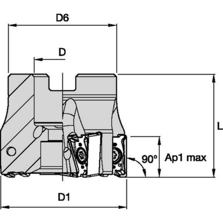 Widia Indexable Profiling End Mill, VSM490-15 Series, High Speed Steel, 15.00mm Depth of Cut VSM490D050Z04S22XN15