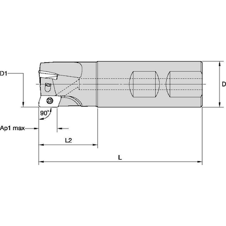 Widia Indexable Profiling End Mill, VSM17 Series, High Speed Steel, 16.40mm Depth of Cut VSM17D025Z02B25XD17