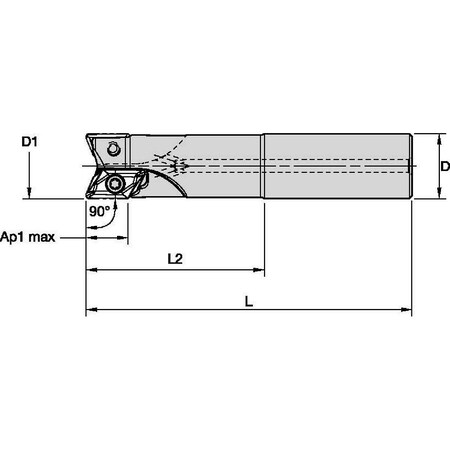 Widia Indexable Profiling End Mill, VHSC Series, High Speed Steel, 16.00mm Depth of Cut VHSC032Z03A32XD16