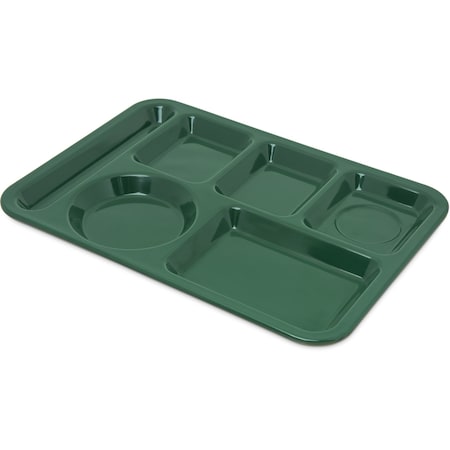Carlisle Foodservice Lt Hand Hvy Wt, 6-Comp Tray, Grn, PK12 4398008