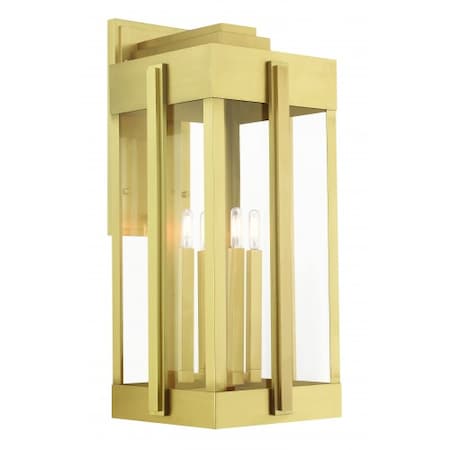 Livex Lighting Natural Brass Outdoor Wall Lantern, 4 Lig 27716-08
