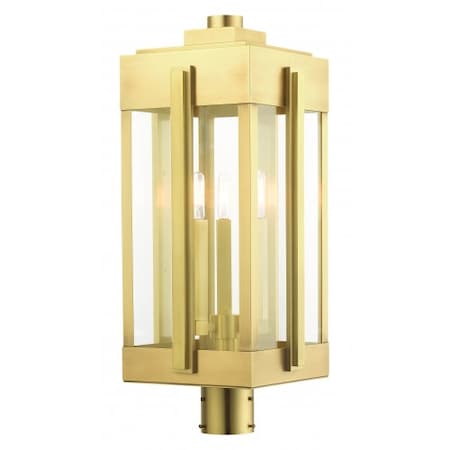 Livex Lighting Natural Brass Outdoor Post Top Lantern, 3 27717-08