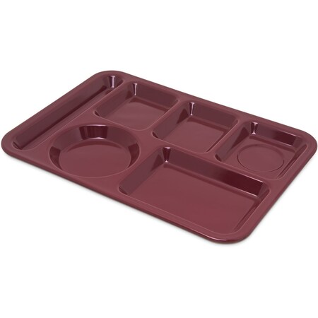 Carlisle Foodservice Lt Hand Hvy Wt, 6-Comp Tray, Cranbery, PK12 4398085