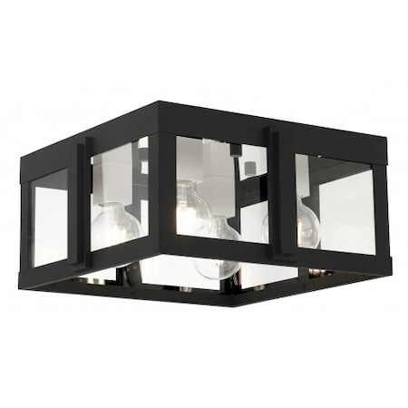 Livex Lighting Black Outdoor Flush Mount, 4 Light 27723-04