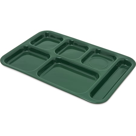 Carlisle Foodservice Right Hand 6 Comp Tray, Green, PK12 4398808