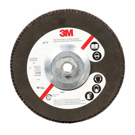 3M Flap Disc 577F, T27 7inx5/8-11 60 YF-weight, 5/pk 7010327321