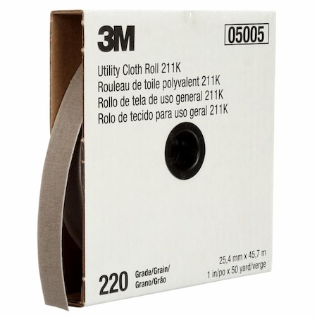 3M Utility Cloth Roll 211K, 1inx50yd220 J-weight, 5/pk 7000118343