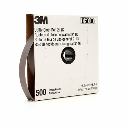 3M Sanding Belt, 1 in W, 150 ft L, Closed Coat, Aluminum Oxide, 500 Grit, Gray 7000118356