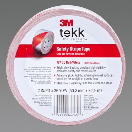 3M Safety Stripe Tape 767DC, Red/W, PK12 767