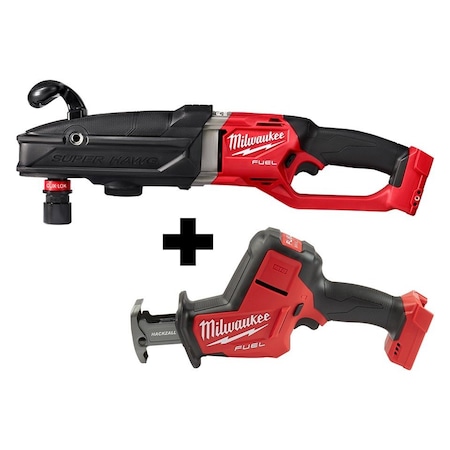 Milwaukee Tool M18 FUEL HACKZALL + M18 FUEL SUPER HAWG Right Angle Drill w/ QUIK-LOK 2811-20,2719-20