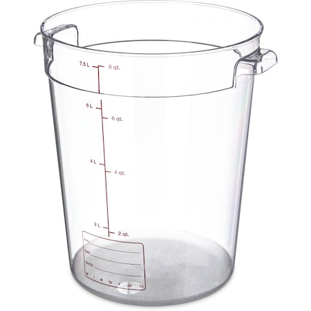 Carlisle Foodservice Round Container, 8 qt., Clr, PK12 1076607