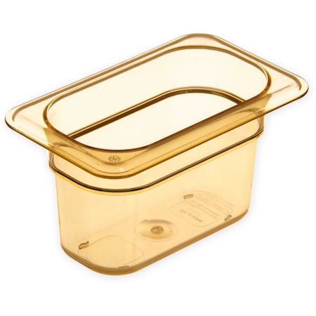 Carlisle Foodservice Food Pan HH, 4", DP, 1/9, Amber, PK6 3088713