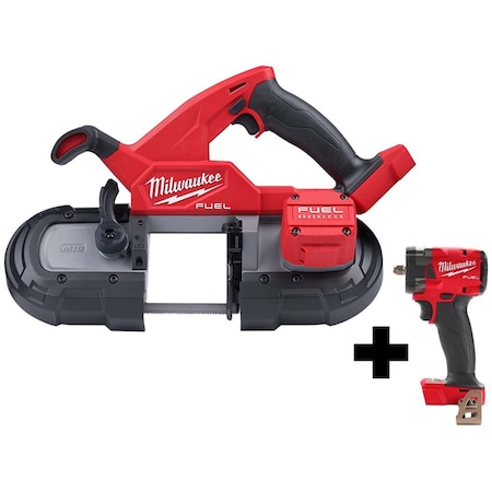 Milwaukee Tool M18 FUEL 3/8" Compact Impact Wrench w/ Friction Ring + M18 FUEL Compact Band Saw 2829-20, 2854-20