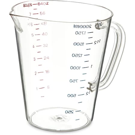 Carlisle Foodservice Commercial Measuring Cup, 1/2 gal., Cl, PK6 4314407