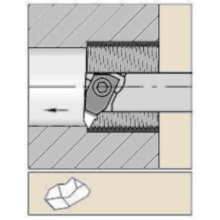 Widia Indexable Thread Turning Tool Holder, A08NER1, 8 in L, High Speed Steel, Top Notch Insert Shape A08NER1