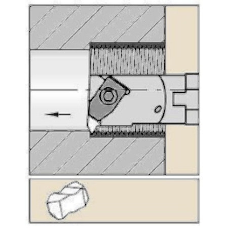 Widia Indexable Thread Turning Tool Holder, A08NEL2, 8 in L, High Speed Steel, Top Notch Insert Shape A08NEL2