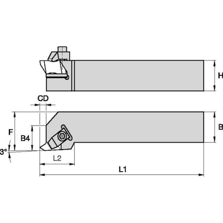 Widia Thread Turning Toolholder, NSL203D NSL203D