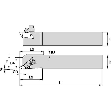Widia Thread Turning Toolholder, NASR1616K3Q NASR1616K3Q