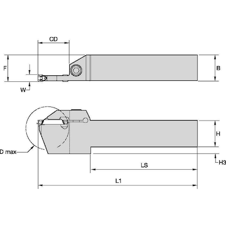Widia Toolholder, WMT RH, 1.00x1.00 DOC.87 WMTSR163087