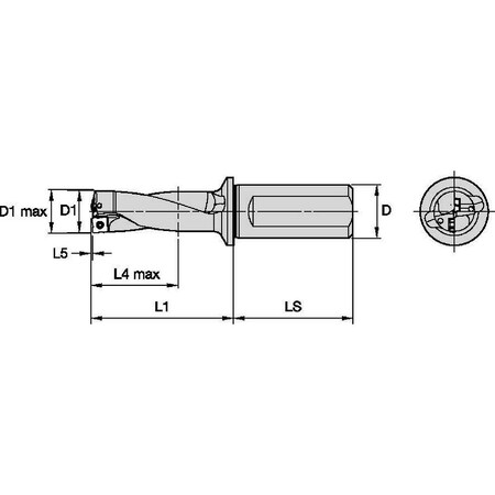 Widia Indexable Insert Drill, 40.00mm, TCF TCF590R2SLR40MH