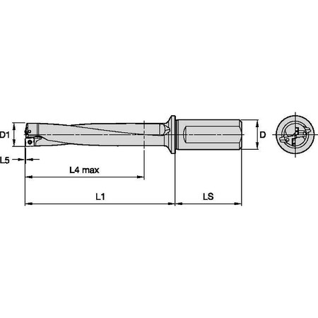 Widia Indexable Insert Drill, 1", TCF TCF0750R5SLR100C