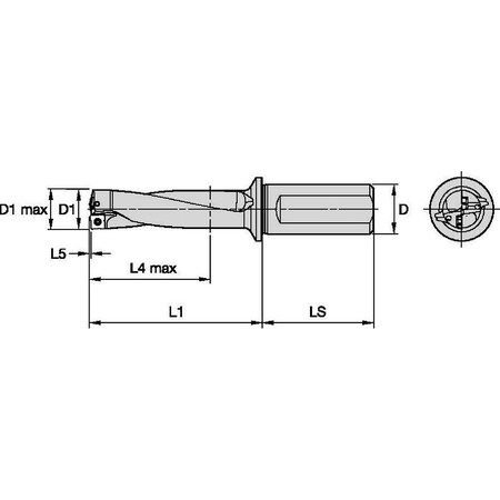 Widia Indexable Insert Drill, 1-1/2", TCF TCF1531R3SLR150F