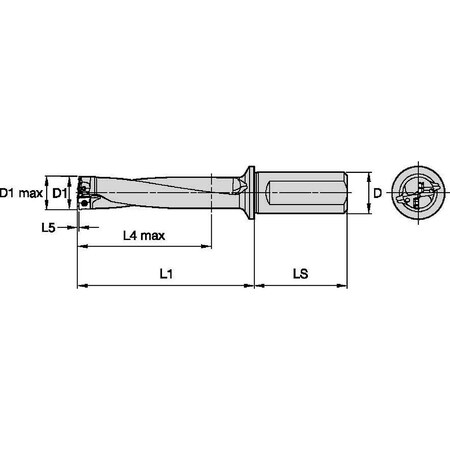 Widia Indexable Insert Drill, 1-1/2", TCF TCF1938R4SLR150G
