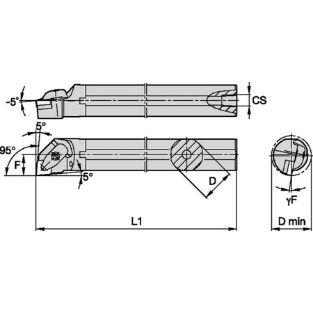 Widia Thread Turning Toolholder, A-DCL-KC, HSS A32SDCLNL12KC04