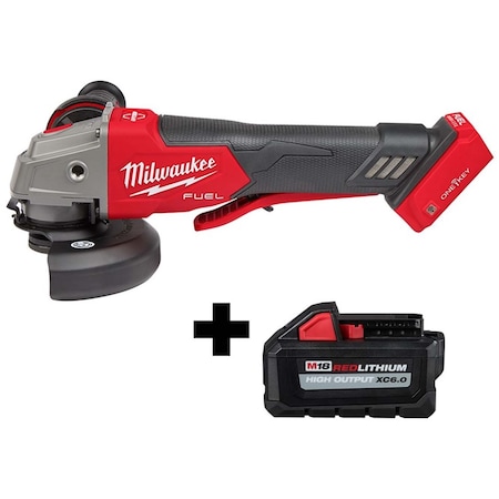 Milwaukee Tool M18 FUEL 4-1/2" / 5" Braking Grinder w/ ONE-KEY Paddle Switch + M18 HIGH OUTPUT XC6.0 Battery 2882-20, 48-11-1865