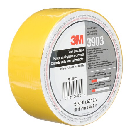 3M Duct Tape, Yellow, 50 yd L, 2 in W 3903