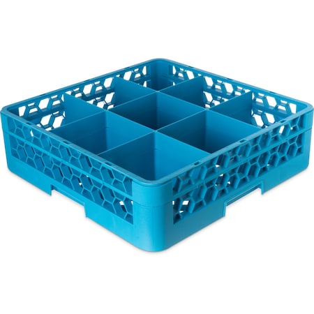 Carlisle Foodservice Glass Rack w/1 Ext 5.56", Blu, 9 Comp PK4 RG9-114
